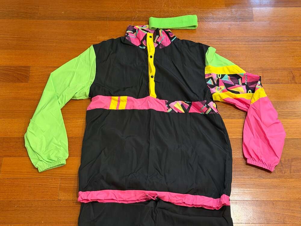 Adult 80s Neon Track Suit Halloween Costume Men's Women's Unisex - Picture 3 of 5